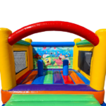 Hüpfburg Colourful mit Spongebob Schwammkopf hintergrund