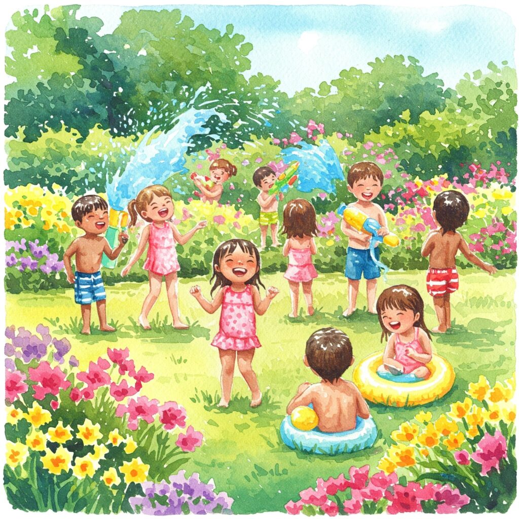 Kind tobt lachend draußen – Bewegung und frische Luft sind gesund für Kinder